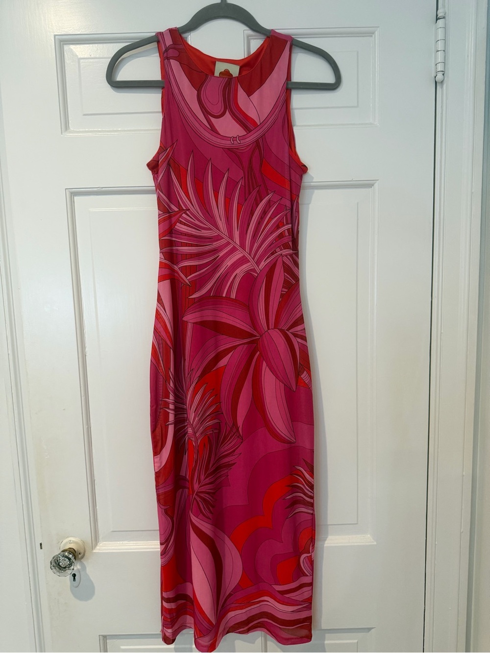 FARM Rio Magenta and Red Tropical-Print Sleeveless Maxi Dress
